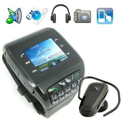 Dual Sim Dual Standby Quad Band Cell Phone Watch with FM Radio